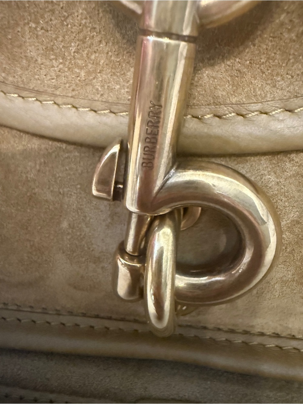 Burberry Suede Saddle Crossbody in Brown with Check Strap - Picture 6 of 8